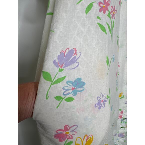 Vintage Miss Elaine Floral Seersucker Ruffle Housecoat Robe 70s 80s medium - Picture 15 of 16